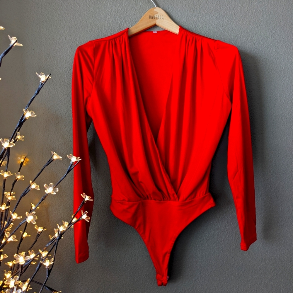 Red Drape Bodysuit